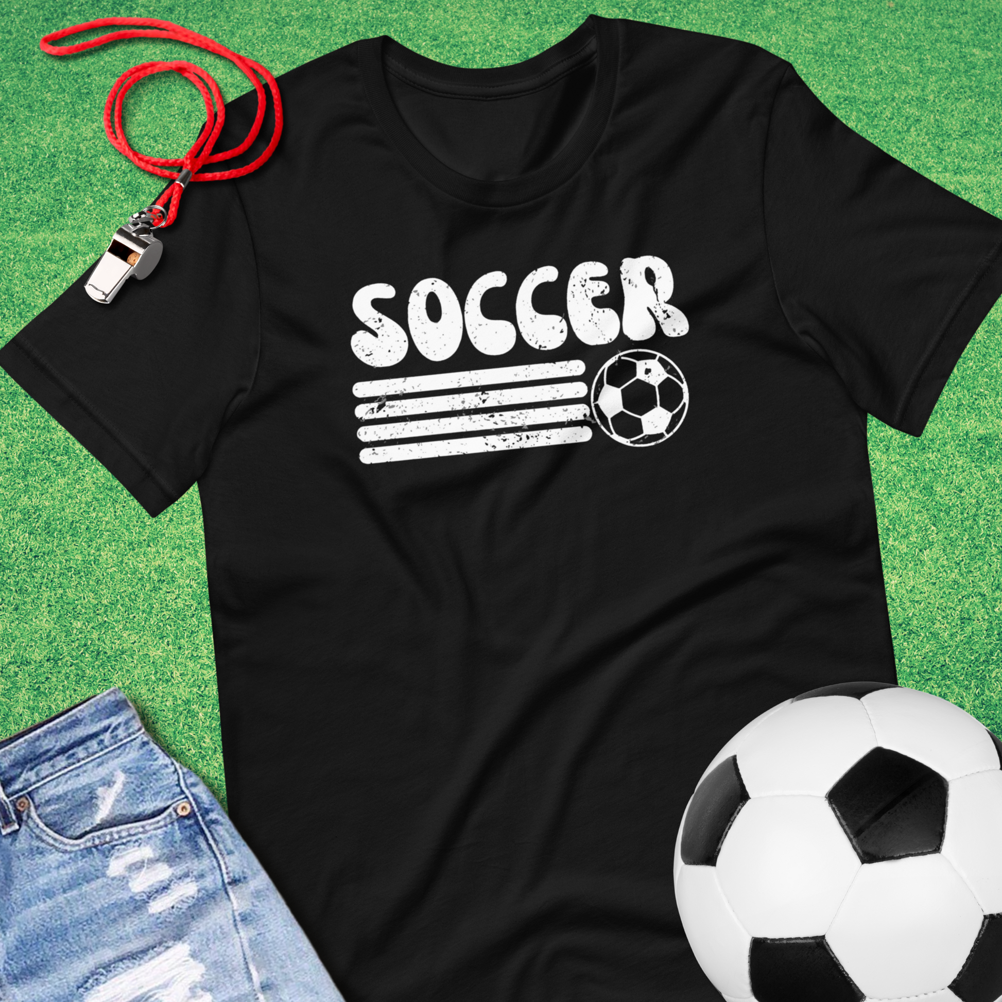 Soccer Vintage T-Shirt in Black - Vintage Soccer T-Shirt for Players and Fans | Sideline Gods