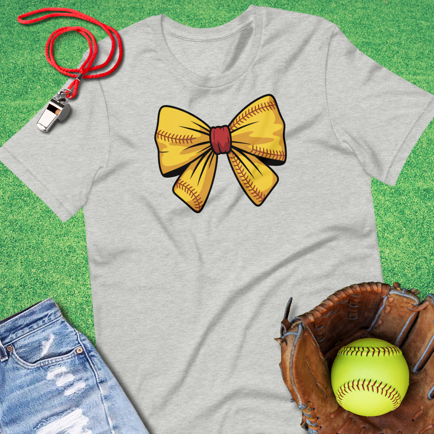 Softball Bow T-Shirt in Athletic Heather - Softball Mom Tournament T-Shirt | Sideline Gods