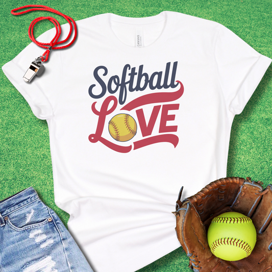 Softball Love T-Shirt in White - Softball Mom T-Shirt | Sideline Gods