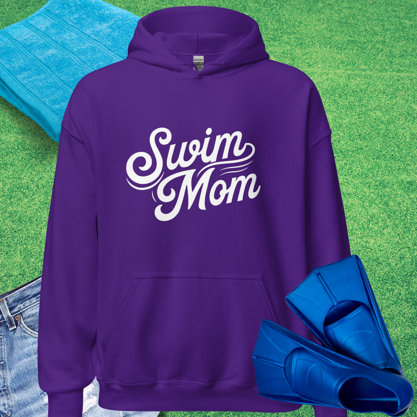 Swim Mom Script Hoodie in Purple - Cute Swim Team Mom Hoodie | Sideline Gods