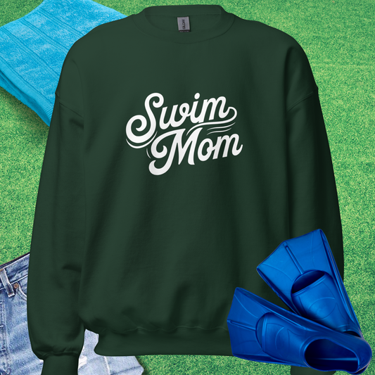Swim Mom Script Sweatshirt in Forest Green - Swim Team Mom Sweatshirt | Sideline Gods