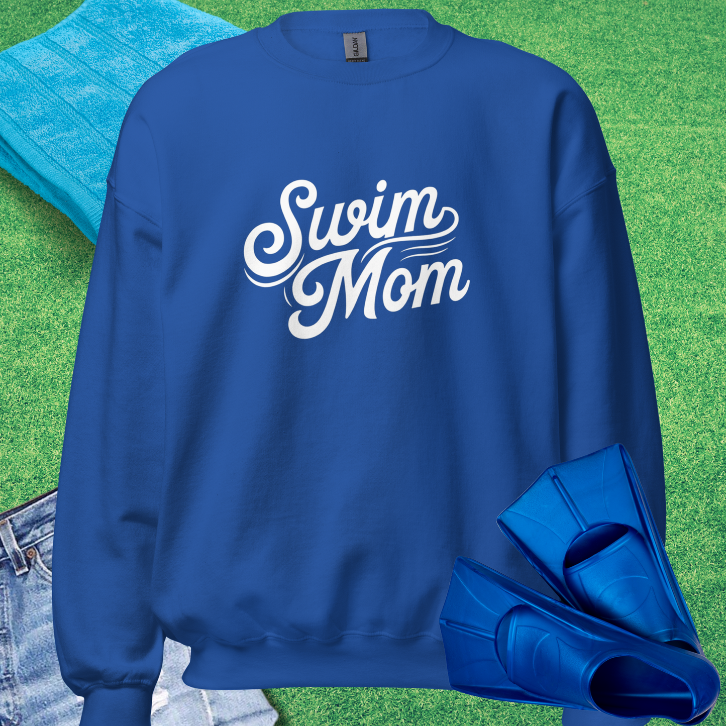 Swim Mom Script Sweatshirt in Royal - Pool Mom Sweatshirt | Sideline Gods