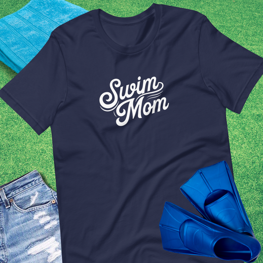 Swim Mom Script T-Shirt in Navy - Swim Team Mom T-Shirt | Sideline Gods