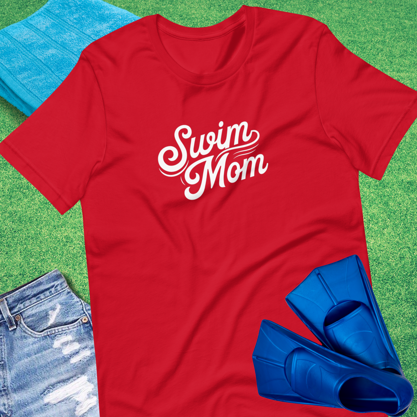 Swim Mom Script T-Shirt in Red - Swim Team Mom T-Shirt | Sideline Gods