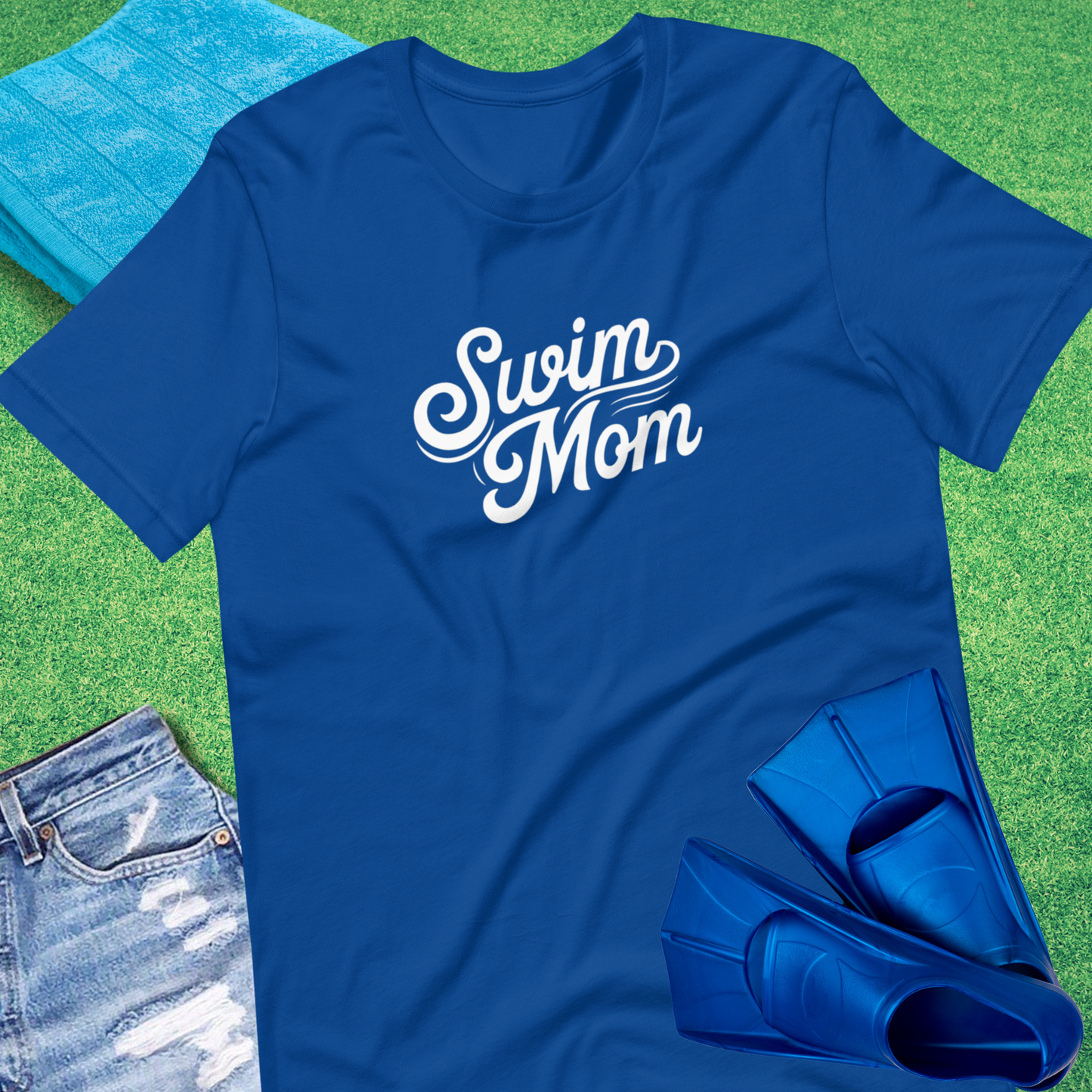 Swim Mom Script T-Shirt in True Royal - Pool Mom T-Shirt | Sideline Gods