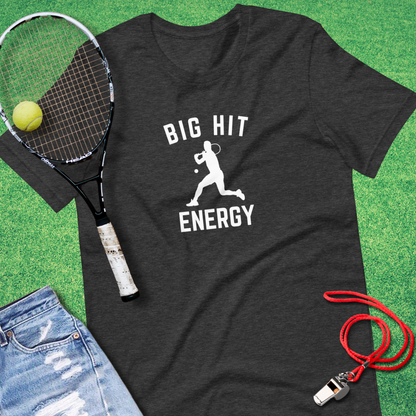Unisex Big Hit Energy tennis shirt styled for sporty game day look.