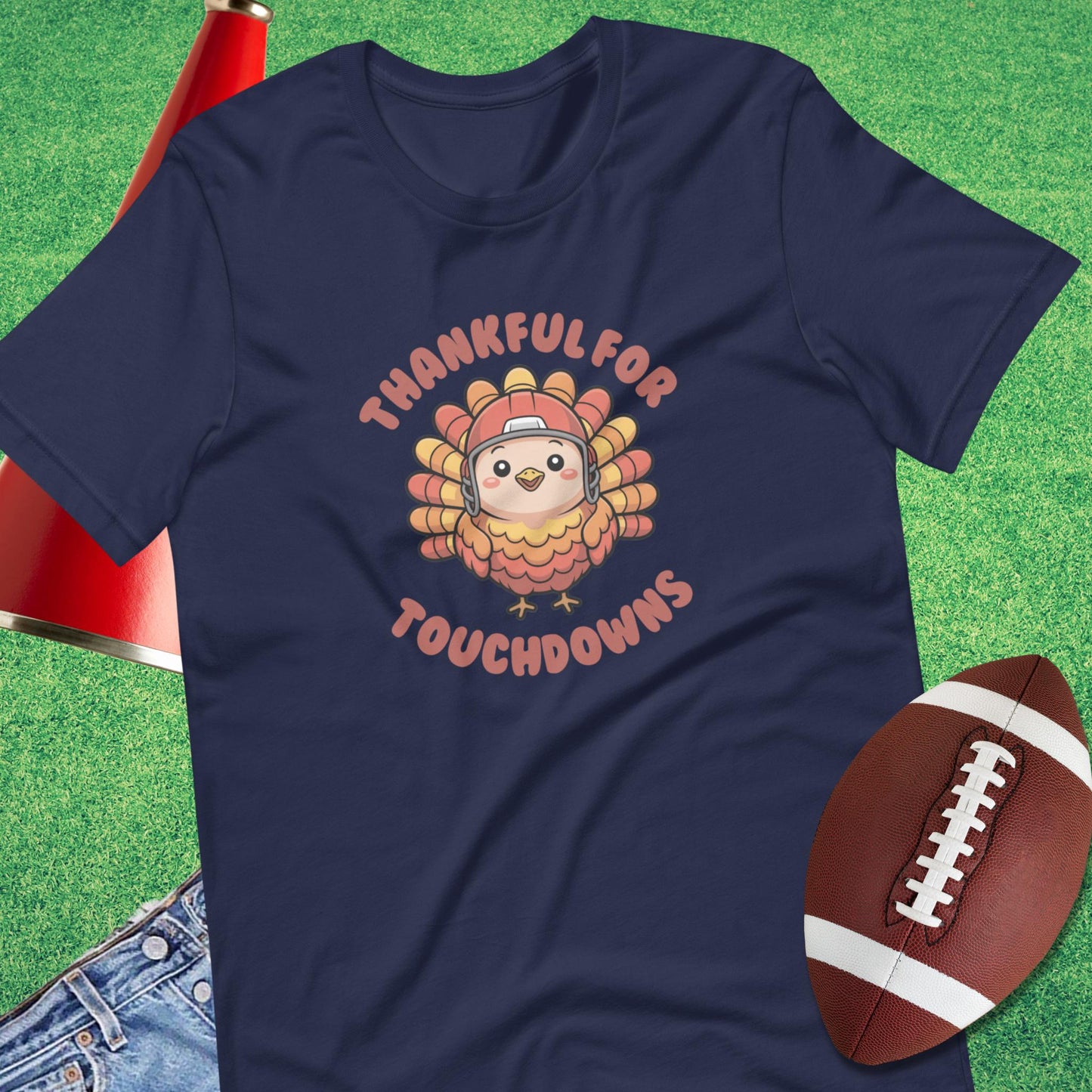 Thankful for Touchdowns T-Shirt in Navy - Thanksgiving Football [product_type} by Sideline Gods