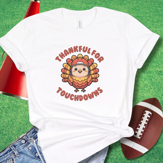 Thankful for Touchdowns T-Shirt in White - Thanksgiving Football [product_type} by Sideline Gods