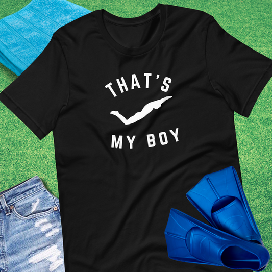 That's My Boy In the Pool T-Shirt in Black - Swim Team Mom T-Shirt | Sideline Gods