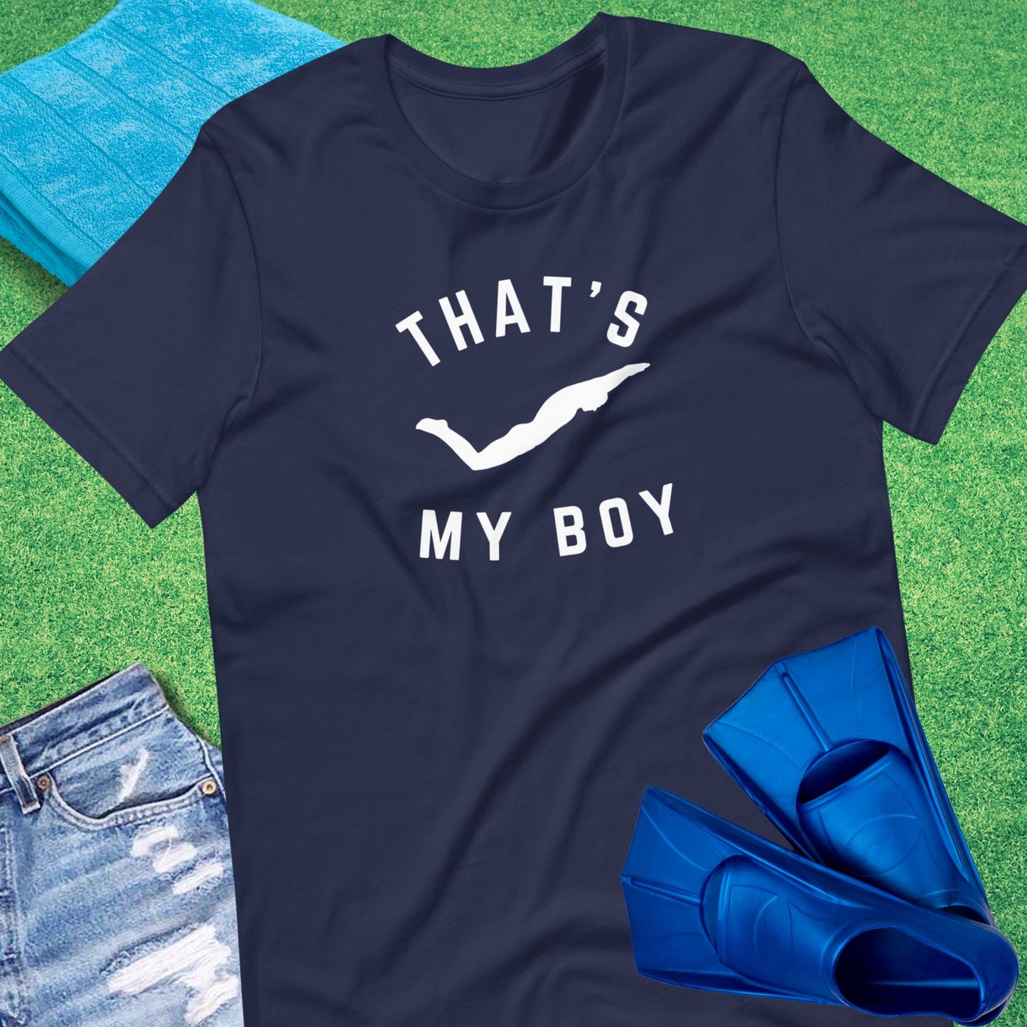 That's My Boy In the Pool T-Shirt in Navy - Proud Swim Team Mom T-Shirt | Sideline Gods