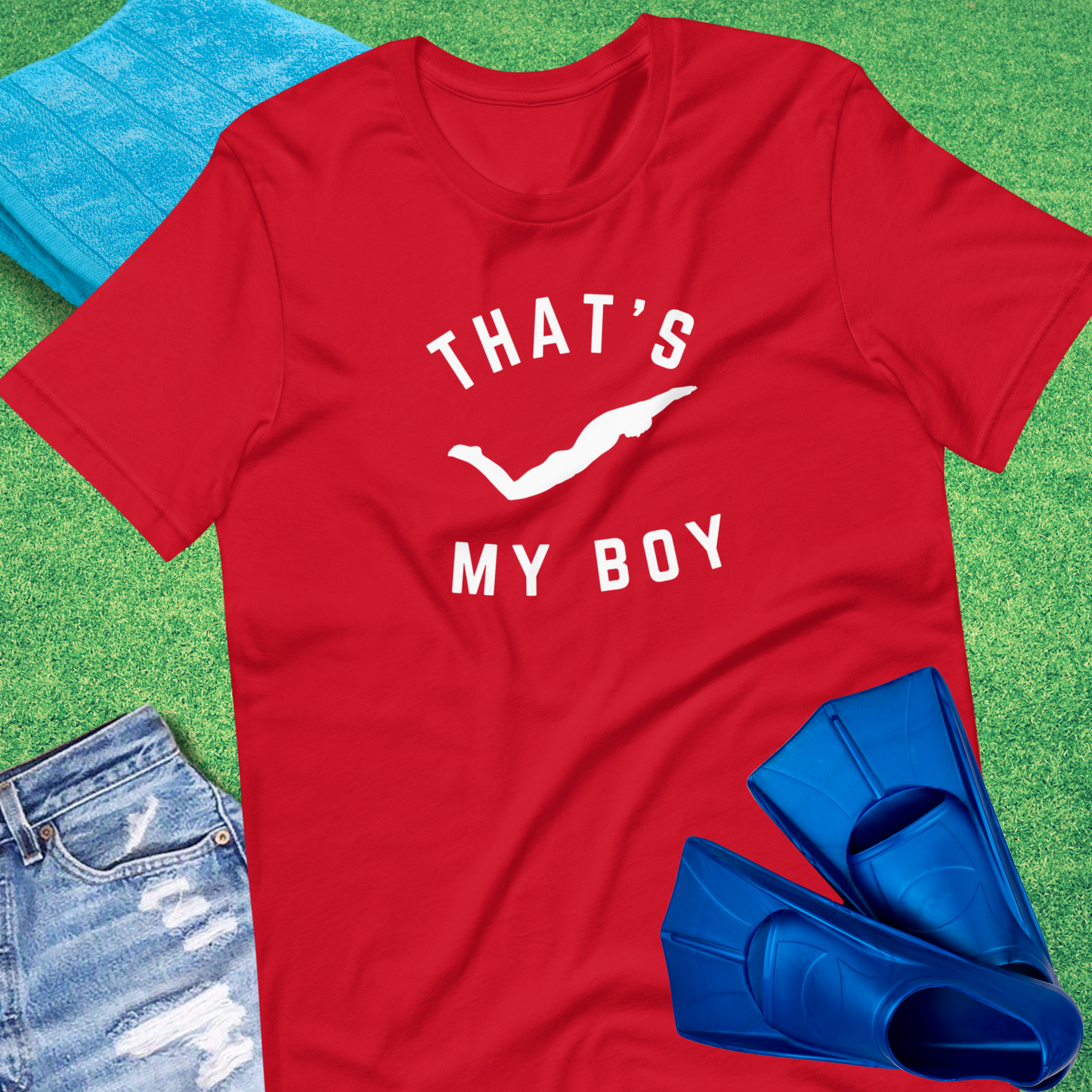 That's My Boy In the Pool T-Shirt in Red - Swim Team Mom T-Shirt | Sideline Gods