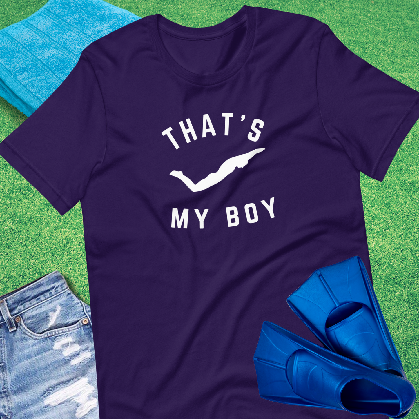 That's My Boy In the Pool T-Shirt in Team Purple - Swim Team Mom Gift | Sideline Gods