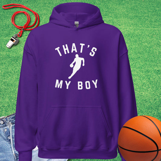 That's My Boy on the Court Hoodie in Purple - Basketball Mom Hoodie  | Sideline Gods