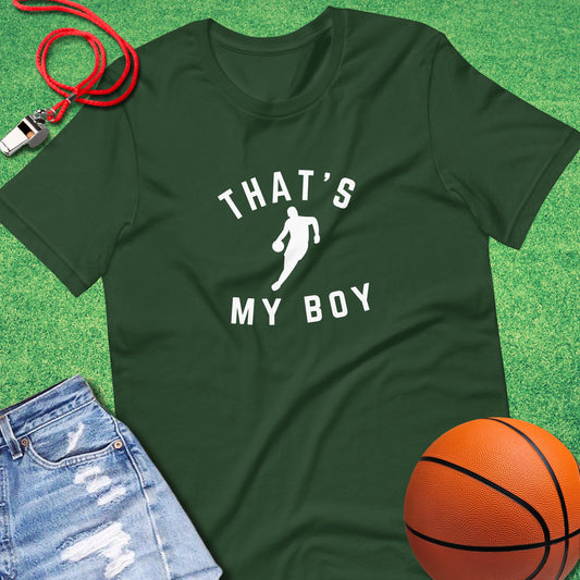 That's My Boy On the Court T-Shirt in Forest - Basketball Mom T-Shirt  | Sideline Gods