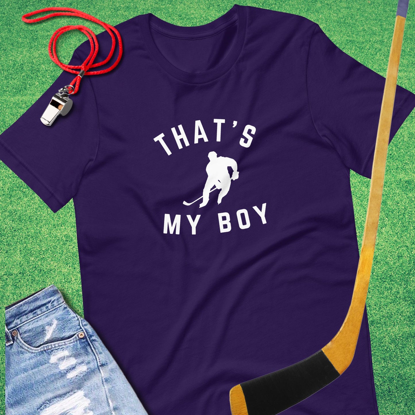 That's My Boy on the Ice T-Shirt in Team Purple - Ice Hockey Dad T-Shirt | Sideline Gods