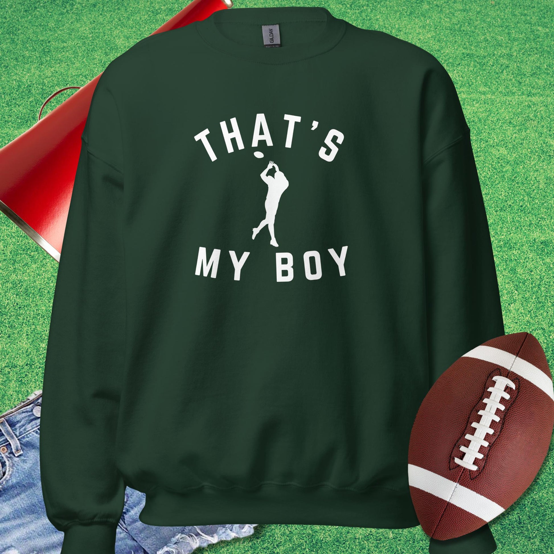 That's My Boy the Receiver Sweatshirt in Forest Green - Friday night lights mom Sweatshirt by Sideline Gods