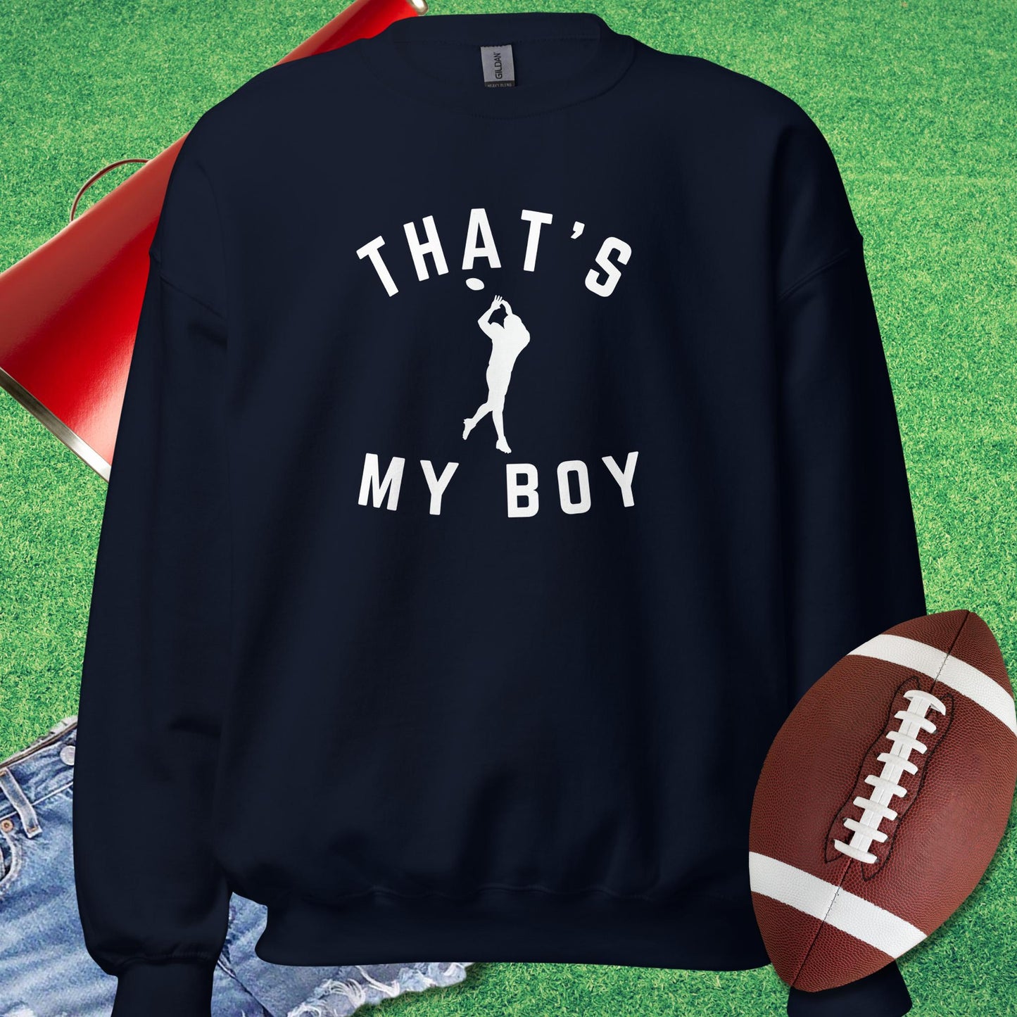 That's My Boy the Receiver Sweatshirt in Navy - football game day Sweatshirt by Sideline Gods