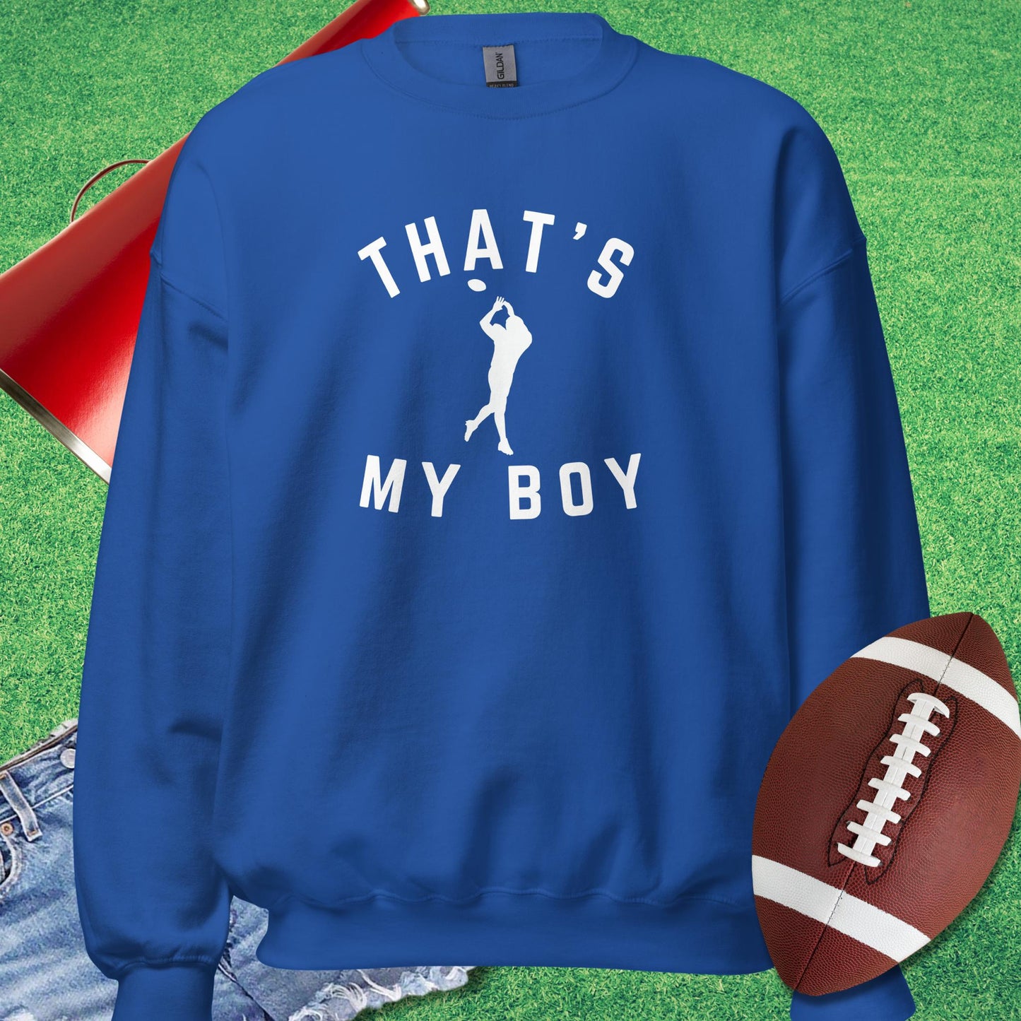 That's My Boy the Receiver Sweatshirt in Royal - Football Tailgating [product_type} by Sideline Gods