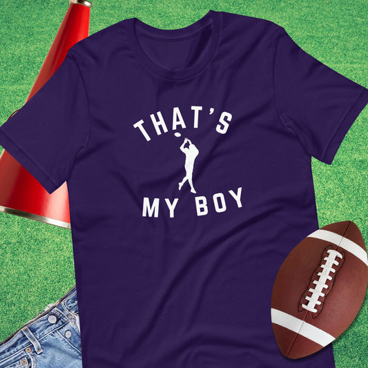 That's My Boy Receiver T-Shirt in Team Purple - Proud Football Mom Tee by Sideline Gods
