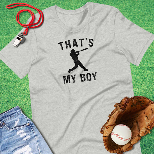 That's My Boy Silhouette T-Shirt in Athletic Heather - Baseball Mom T-Shirt | Sideline Gods
