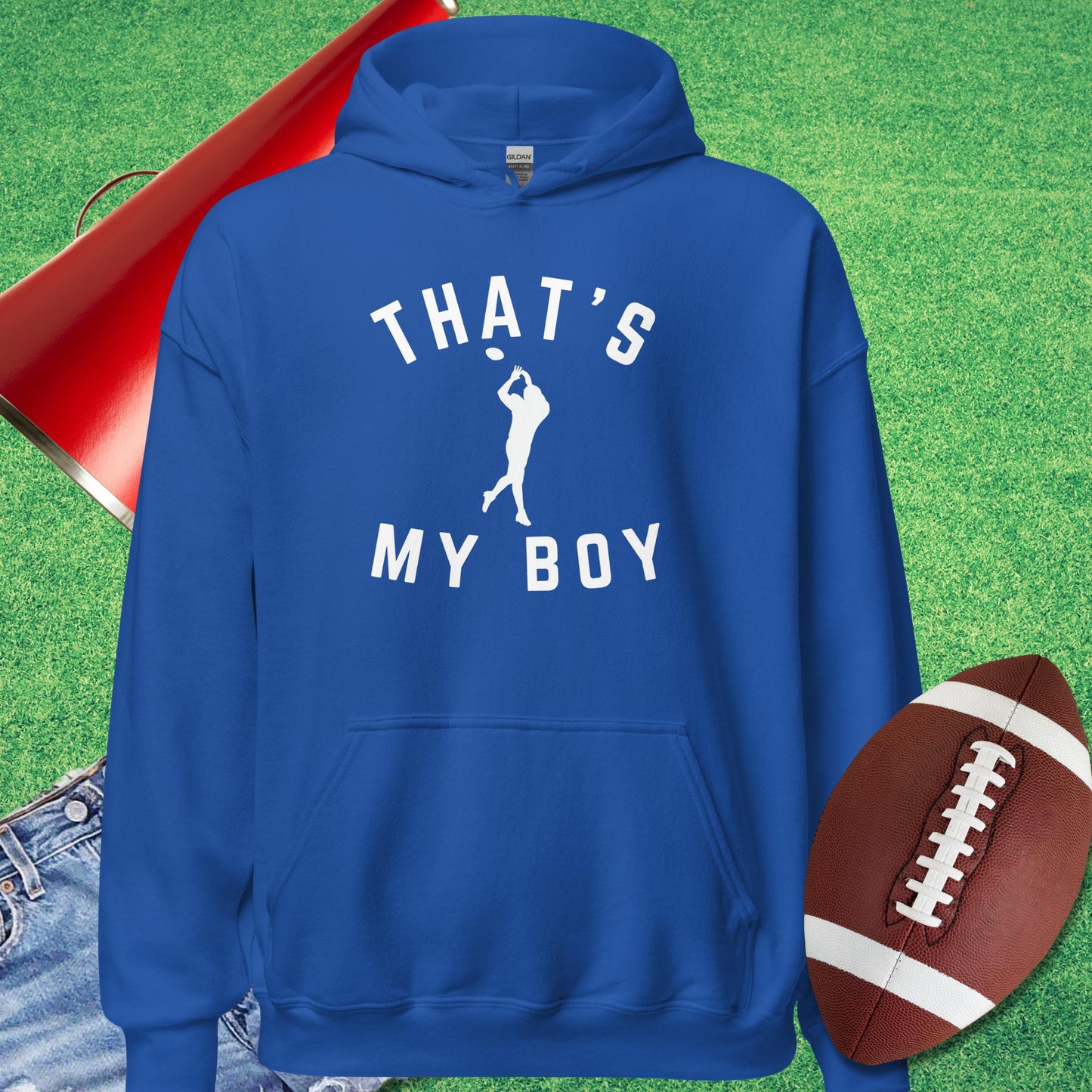 That's My Boy the Receiver Hoodie in Royal - gifts for football mom Hoodie by Sideline Gods