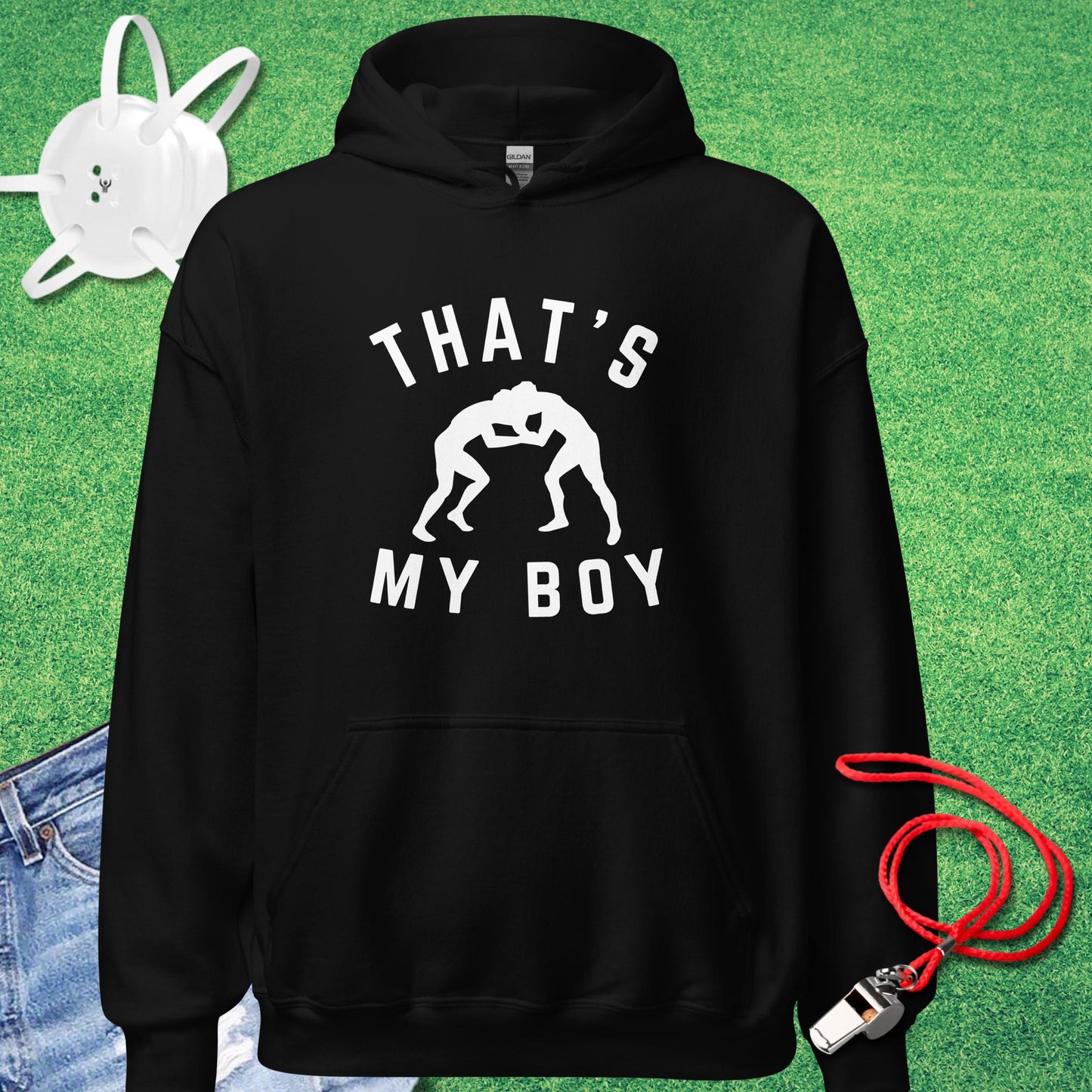 That's My Boy Wrestler Hoodie in Black - Wrestling Parent Hoodie | Sideline Gods