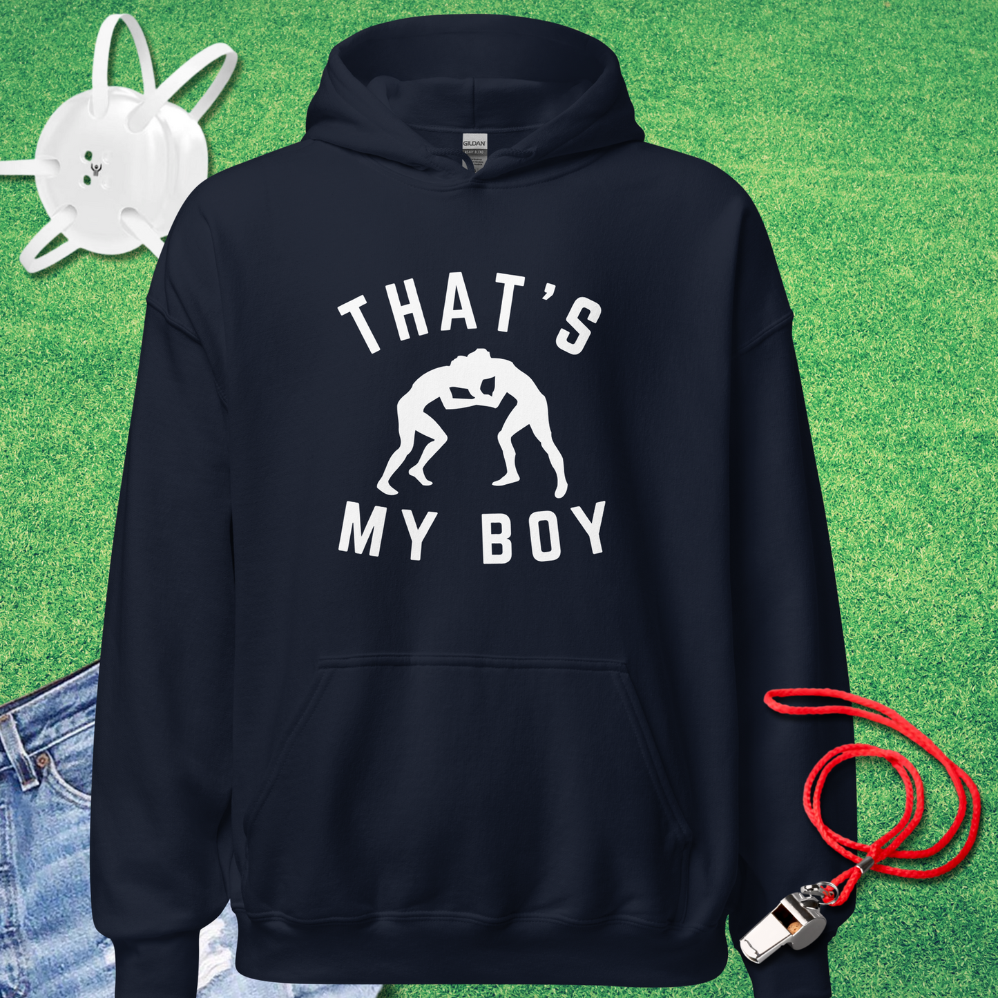 That's My Boy Wrestler Hoodie in Navy - Wrestling Mom Hoodie | Sideline Gods