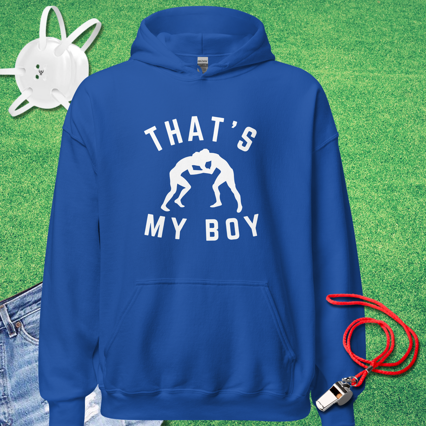 That's My Boy Wrestler Hoodie in Royal - Wrestling Dad Gift | Sideline Gods