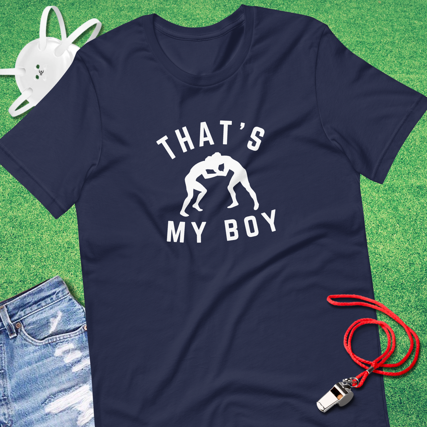 That's My Boy Wrestler T-shirt in Navy - Proud Wrestling Mom T-Shirt | Sideline Gods