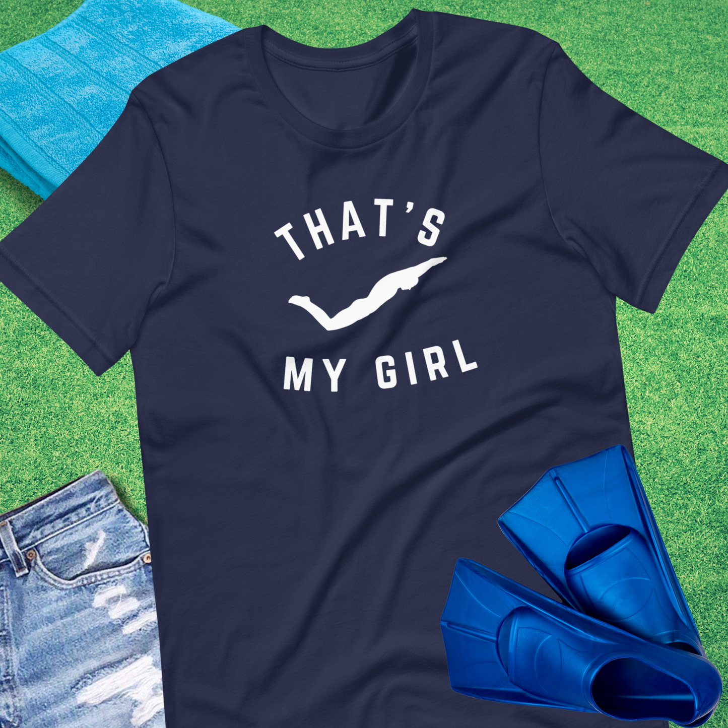 That's My Girl in the Pool T-Shirt in Navy - Proud Swim Team Mom T-Shirt | Sideline Gods