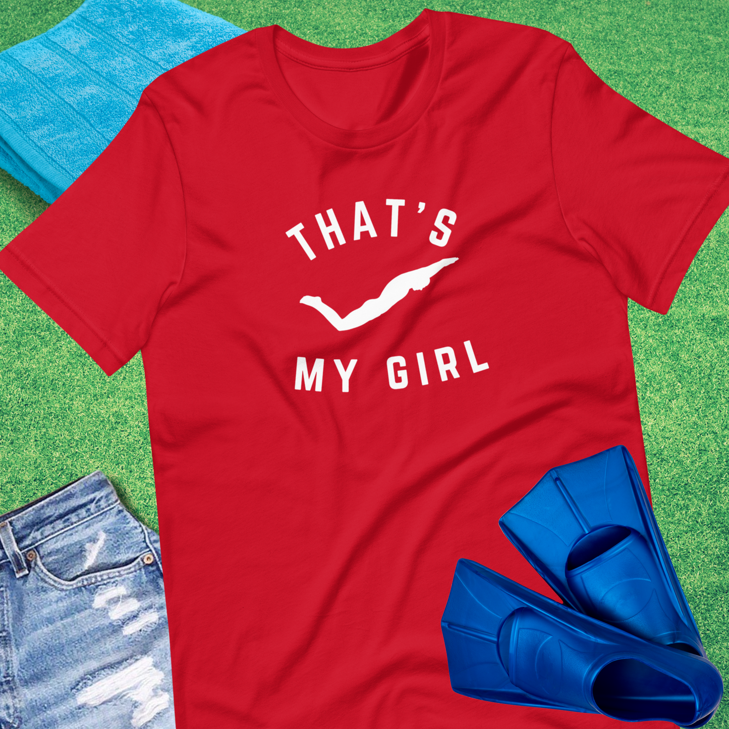 That's My Girl in the Pool T-Shirt in Red - Swim Team Parent T-Shirt | Sideline Gods