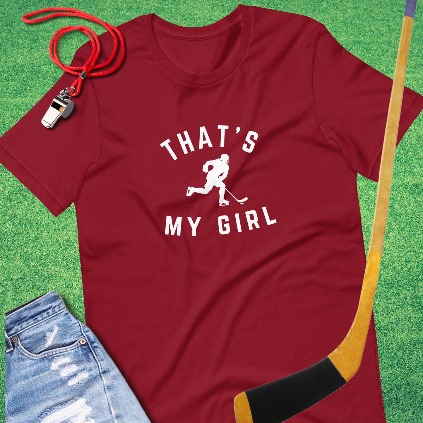 That's My Girl on the Ice T-Shirt in Cardinal - Proud Ice Hockey Mom T-Shirt | Sideline Gods