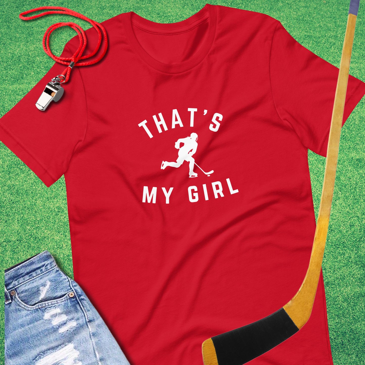That's My Girl on the Ice T-Shirt in Red - Hockey Mom T-Shirt | Sideline Gods