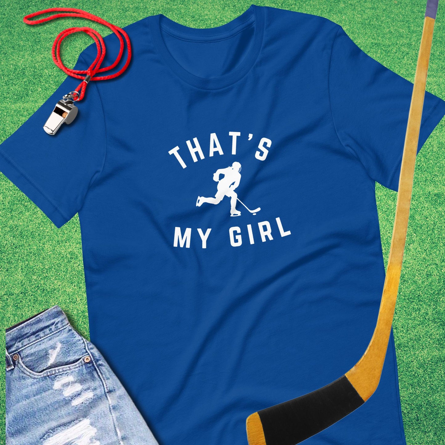 That's My Girl on the Ice T-Shirt in True Royal - Ice Hockey Dad Gift | Sideline Gods