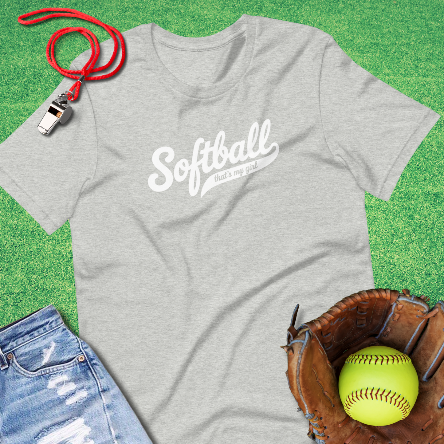 That's My Girl Softball Script T-Shirt in Athletic Heather - Softball Tailgating T-Shirt | Sideline Gods