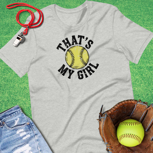 That's My Girl Softball T-Shirt in Athletic Heather - Softball Mom T-Shirt | Sideline Gods