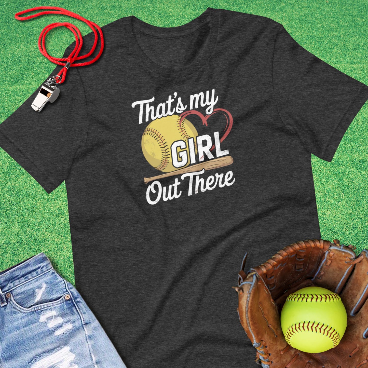Thats My Girl Softball T-Shirt in Dark Grey Heather - Softball Dad T-Shirt | Sideline Gods