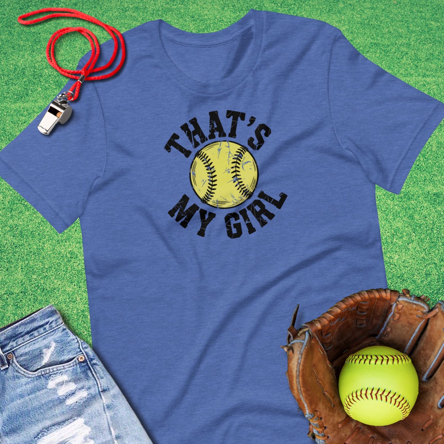 That's My Girl Softball T-Shirt in Heather True Royal - Softball Dad T-Shirt | Sideline Gods