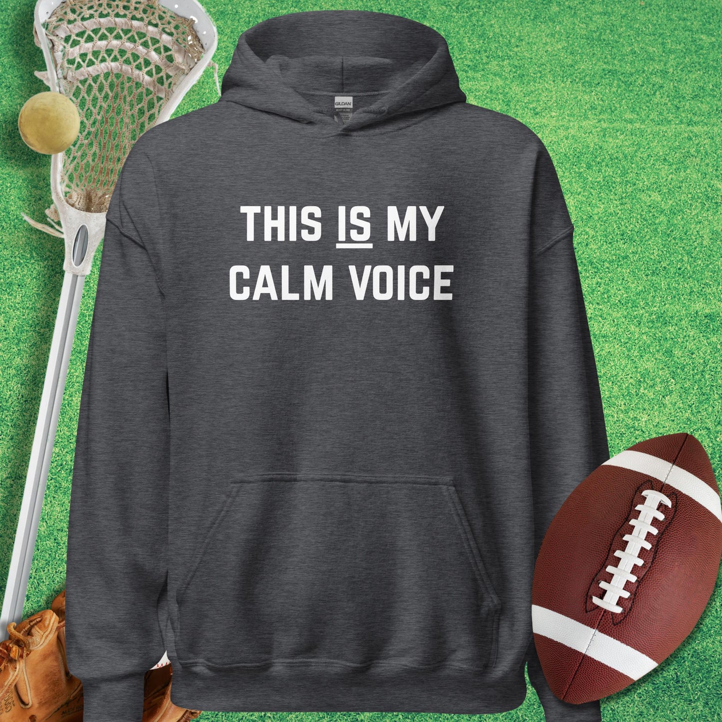 This Is My Calm Voice Hoodie in Dark Heather - sports humor Hoodie | Sideline Gods