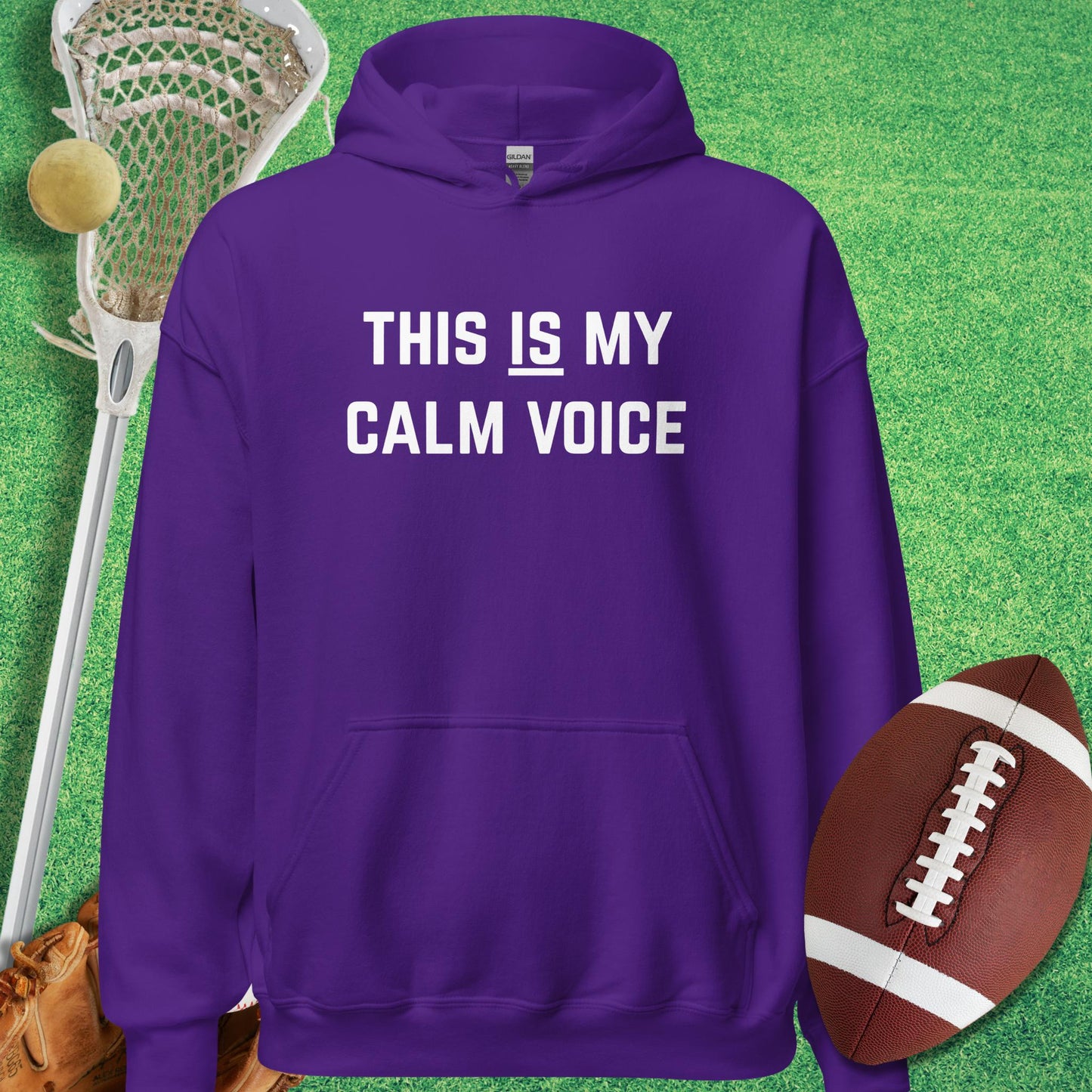 This Is My Calm Voice Hoodie in Purple - sarcastic sports  Hoodie | Sideline Gods