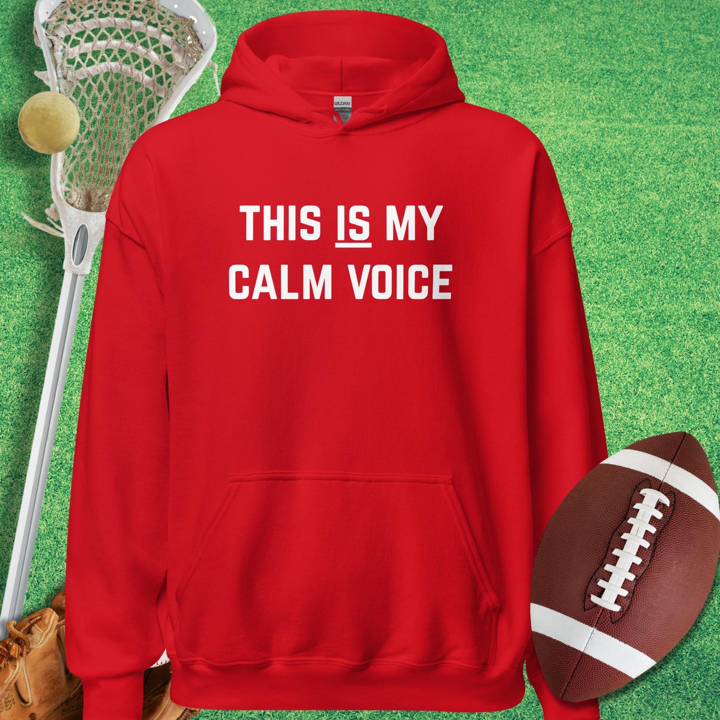 This Is My Calm Voice Hoodie in Red - funny sideline Hoodie | Sideline Gods