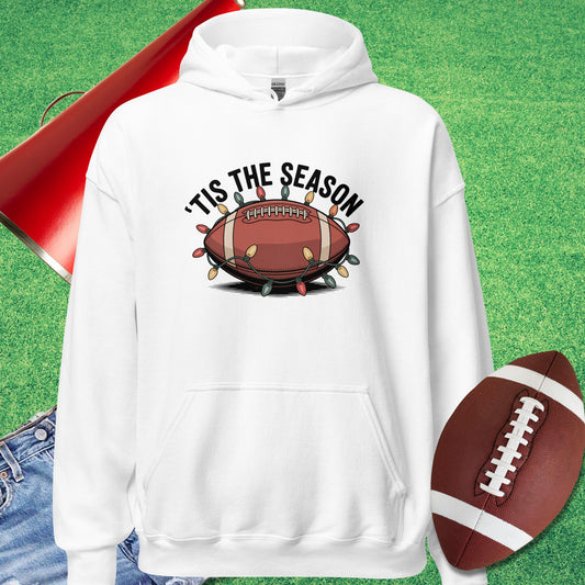 Tis the Football Season Hoodie in White - Football Gameday Hoodie by Sideline Gods