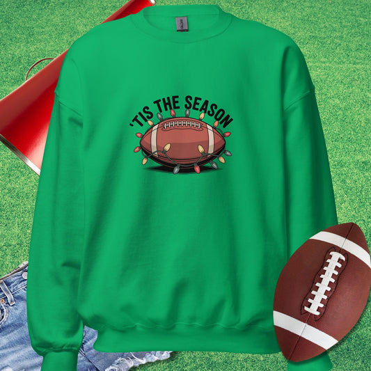 Tis The Football Season Sweatshirt in Irish Green - Christmas Football [product_type} by Sideline Gods