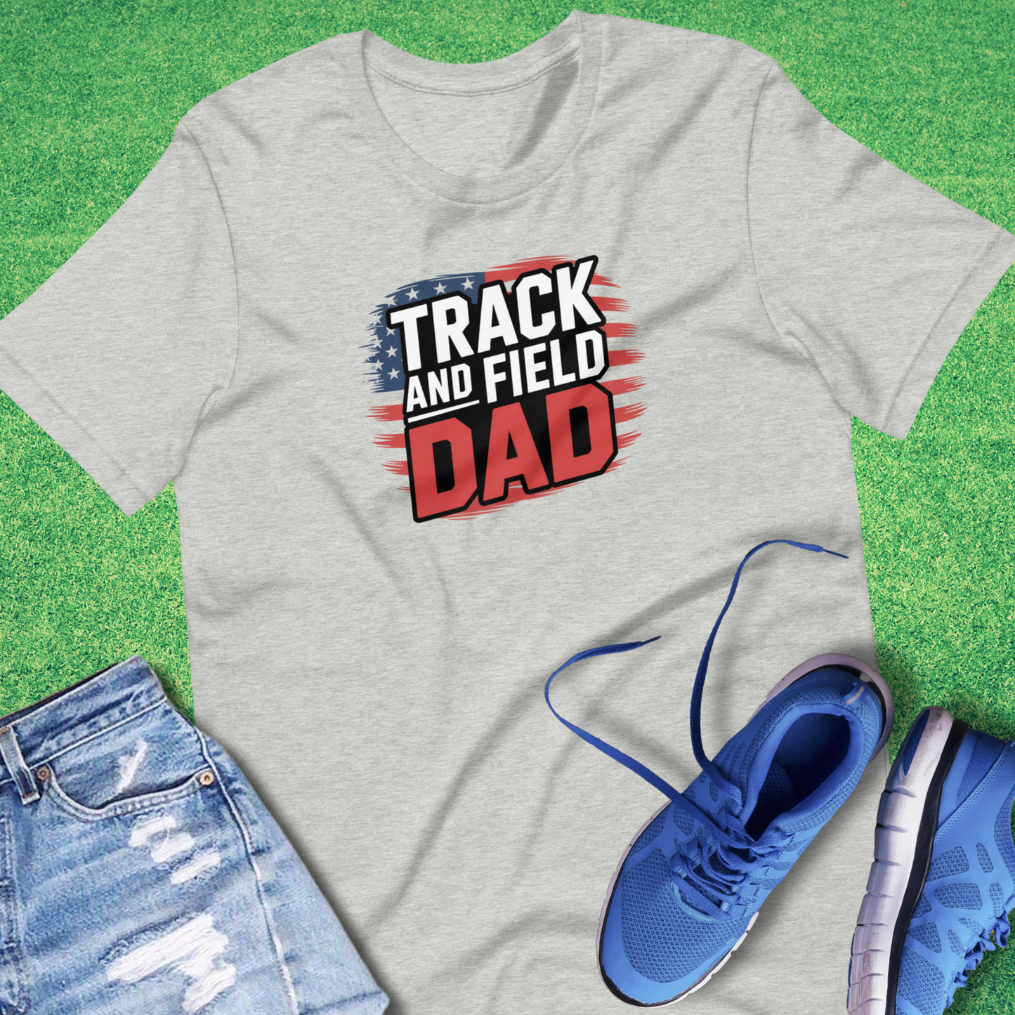 Track and Field Dad T-Shirt in Athletic Heather - Track Parent Spirit | Sideline Gods