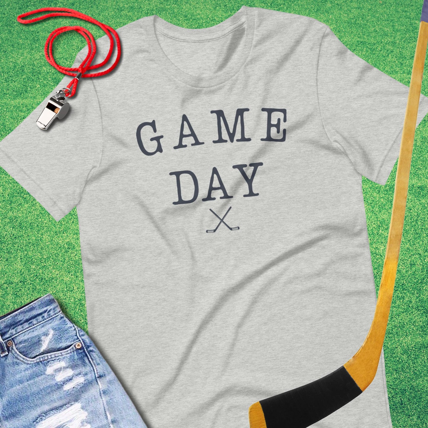 Typed Game Day Hockey T-shirt in Athletic Heather - Bold Ice Hockey Gear for Players and Fans | Sideline Gods