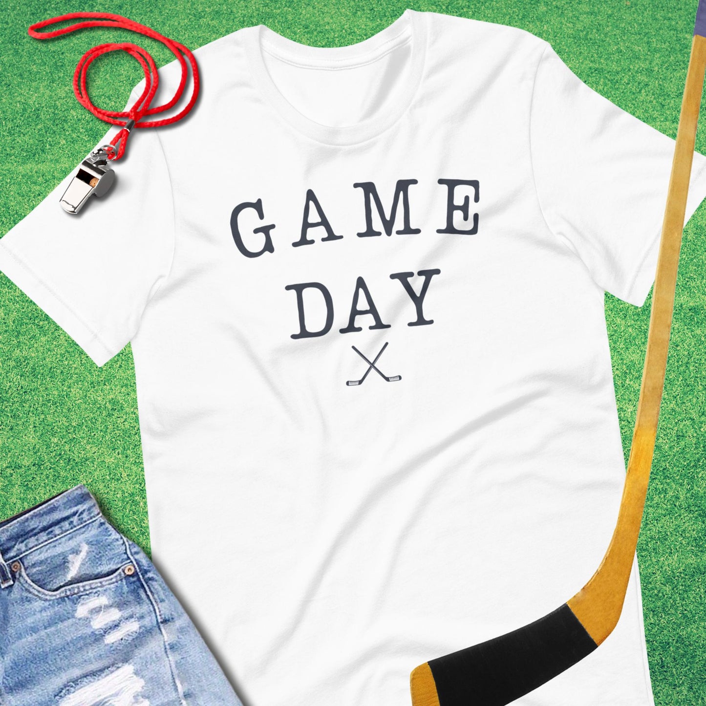 Typed Game Day Hockey T-shirt in White - Unique Ice Hockey T-Shirt for Players and Fans | Sideline Gods
