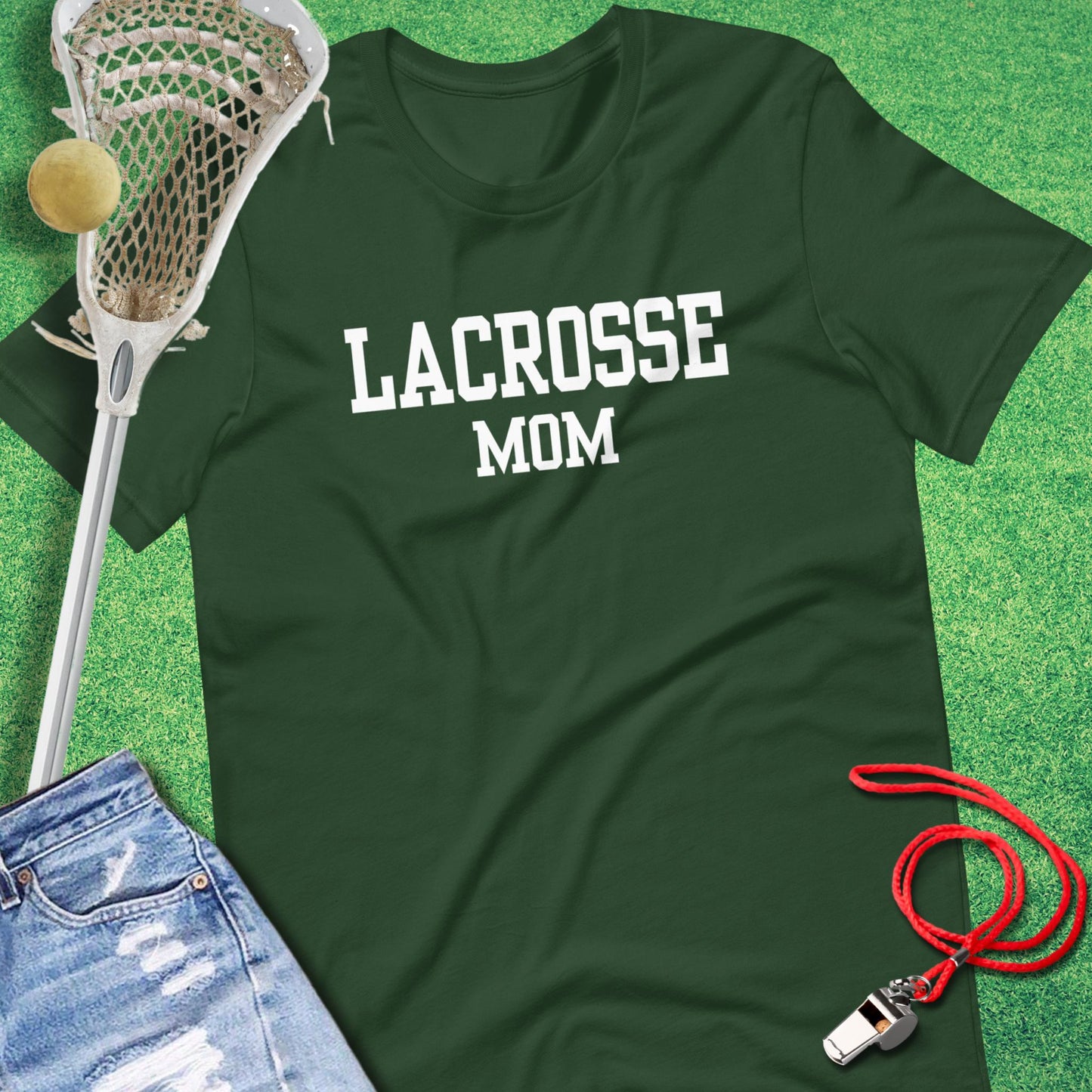 Varsity Lacrosse Mom T-Shirt in Forest - Lacrosse Mom Gift | Sideline Gods