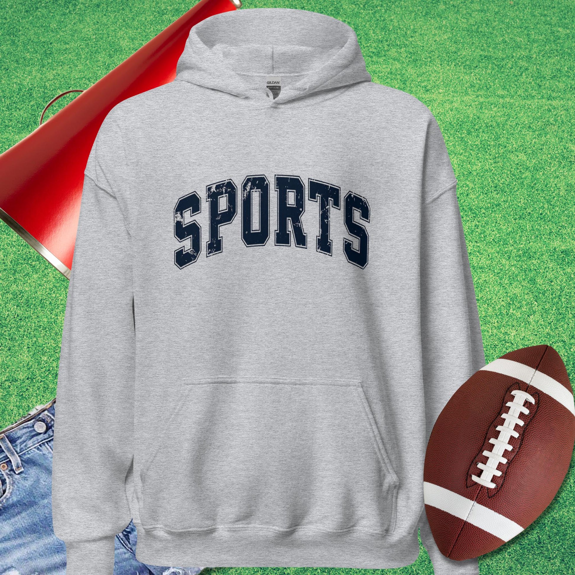 Varsity Sports Distressed Hoodie in Sport Grey - Football Gameday Hoodie by Sideline Gods
