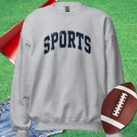 Varsity Sports Distressed Sweatshirt in Sport Grey - Football Gameday Sweatshirt by Sideline Gods