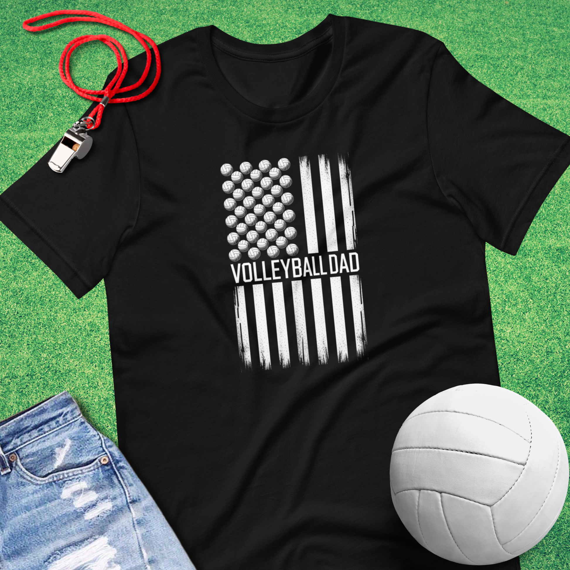 Volleyball Dad Flag T-Shirt in Black - USA Volleyball T-Shirt | Sideline Gods